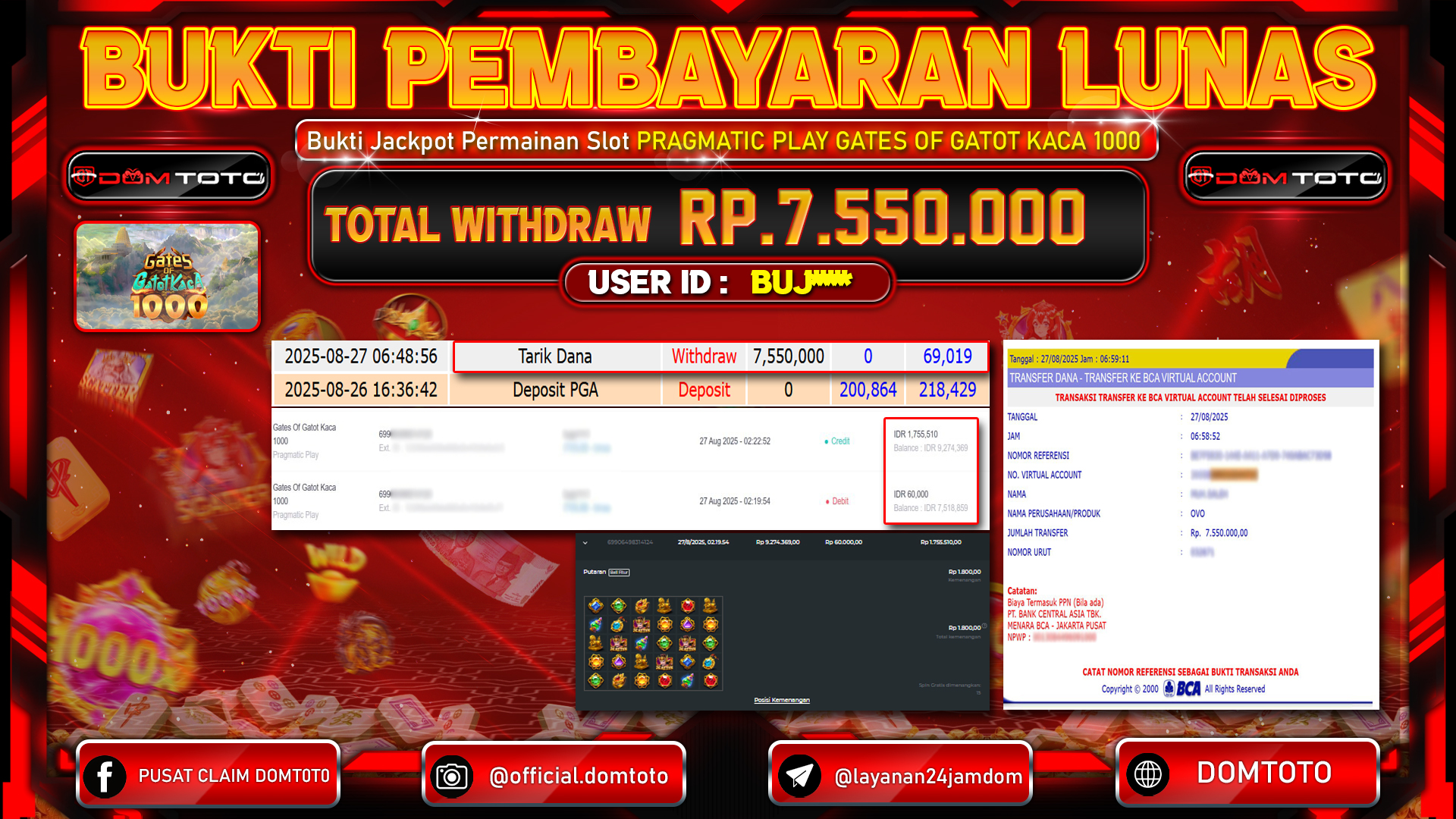JACKPOT SLOT Gates Of Gatot Kaca 1000 Pragmatic Play 27 AGUSTUS  2025